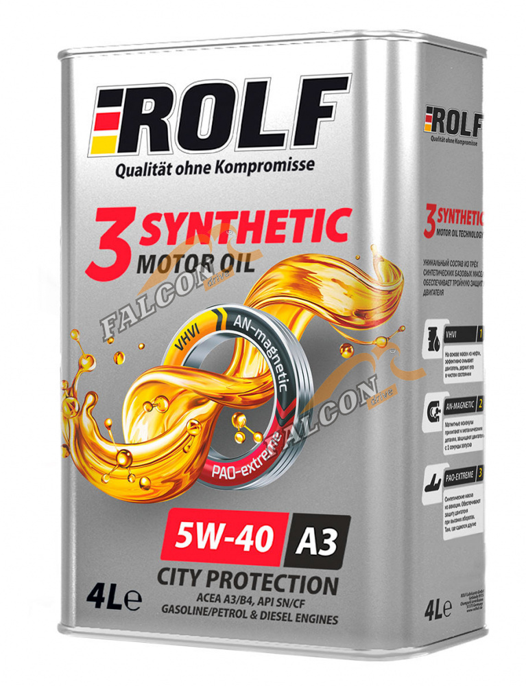 А/масло Rolf 3-SYNTHETIC 5W40 4л ACAE A3/B4 МЕТАЛЛ
