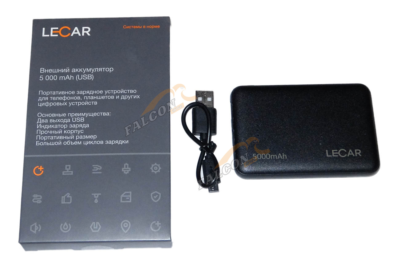 Зарядное устройство USB (LECAR) внешний аккумулятор, 5 000mAh