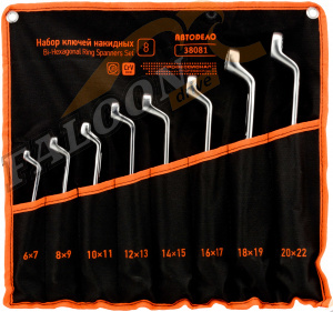 Набор ключей накид 8 пр (6x7 - 20x22) (АвтоДело) Professional сумка (14292) 38081