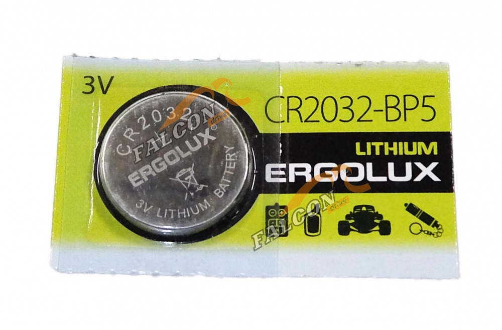 Батарейка CR2032 (ERGOLUX) 3V lithium (CR2032-BP5) 1 шт. блистер таблетка