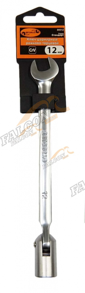 Ключ комбинированный рожково-торцевой шарнир 12 мм (АвтоДело) (10887) 30512