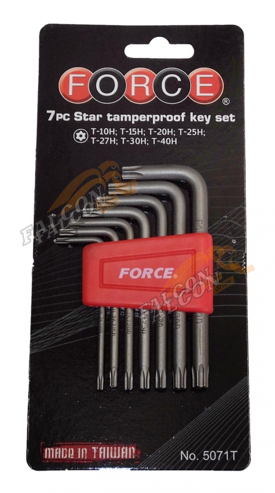 Набор ключей TORX 7 пр (T10-T40) ударных c отверст (Force) 5071T