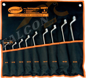 Набор ключей накид 9 пр (6x7 - 22x24) (АвтоДело) Professional сумка (10446) 38091