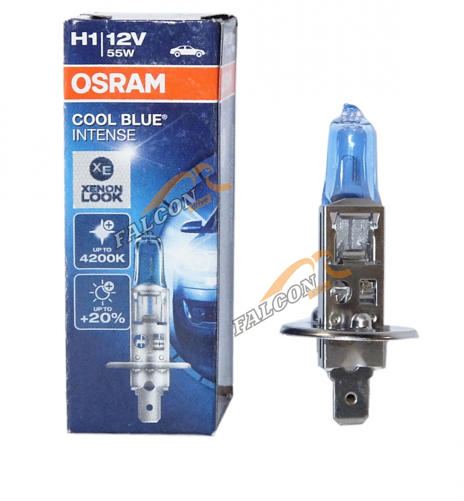 Лампа галог H1 12V55W+20% (Osram) 4200K COOL BLUE INTENSE белая 64150CBI