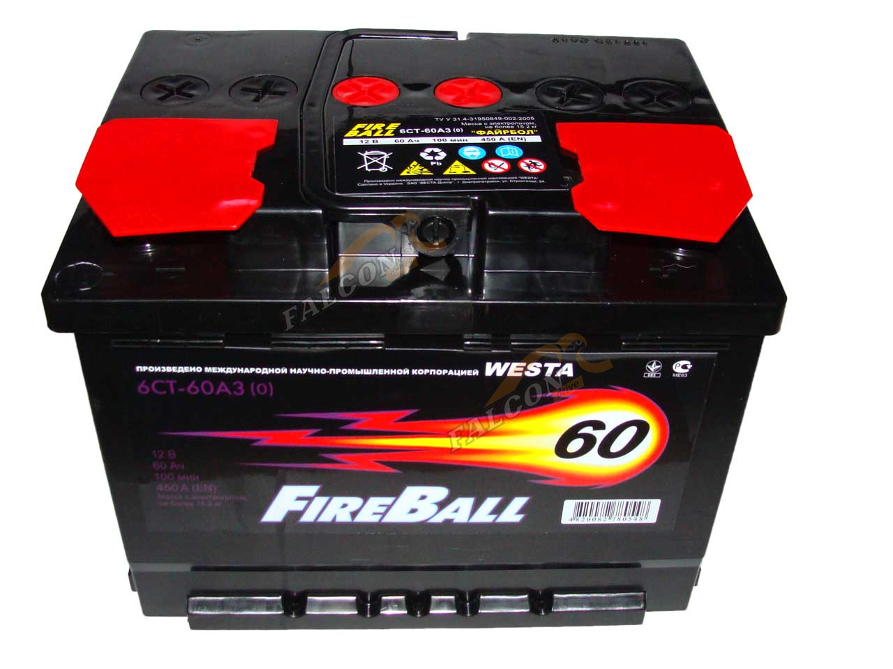 АКБ 60R Fire Ball (ОБР) (EN510) ДШВ 242х175х190 залит 