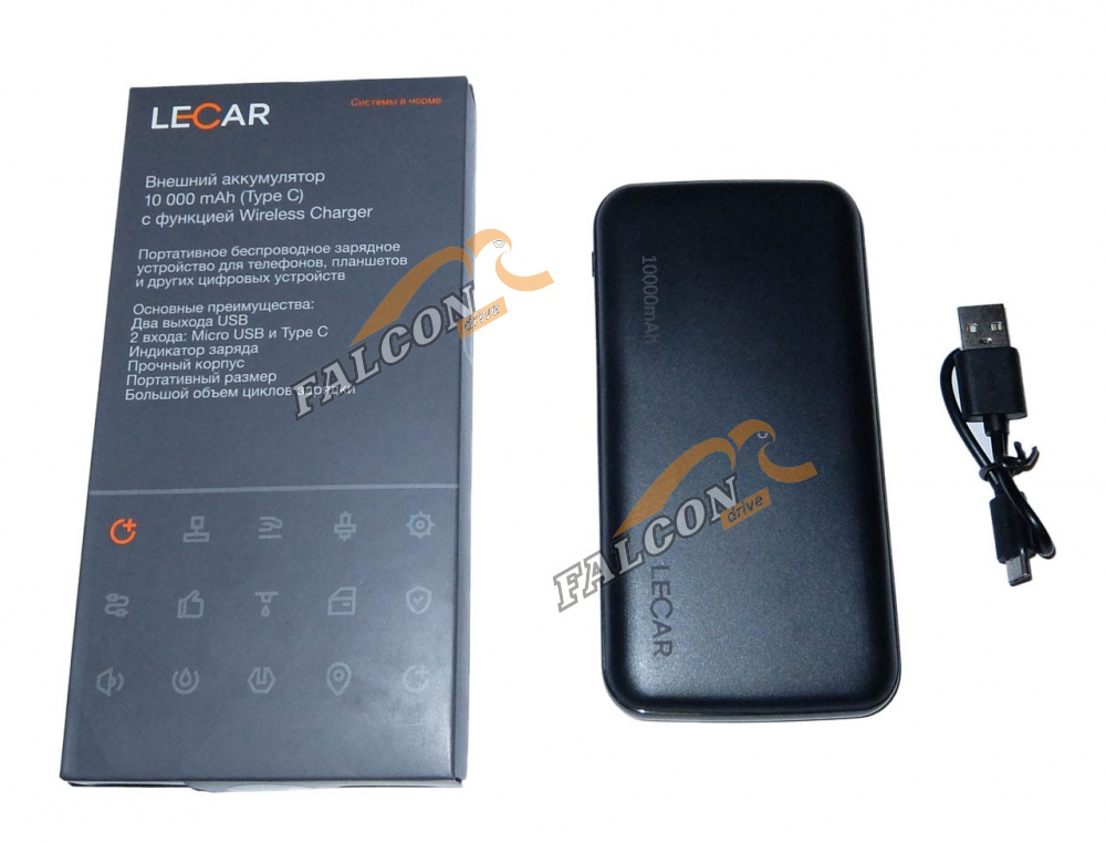 Зарядное устройство USB (LECAR) внешний аккумулятор, 10 000mAh с функцией Wireless charger