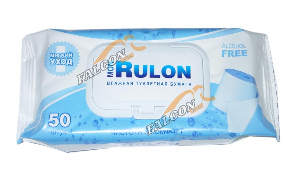 Туалетная бумага влажная 50шт (Mon Rulon) с пластиковым клапаном