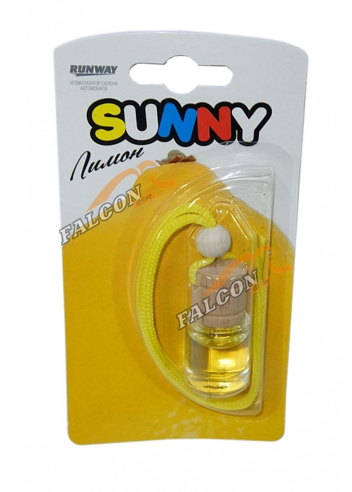 Ароматизатор подвес жидкий (RUNWAY) Sunny Лимон Бутылочка (дерево+стекло)