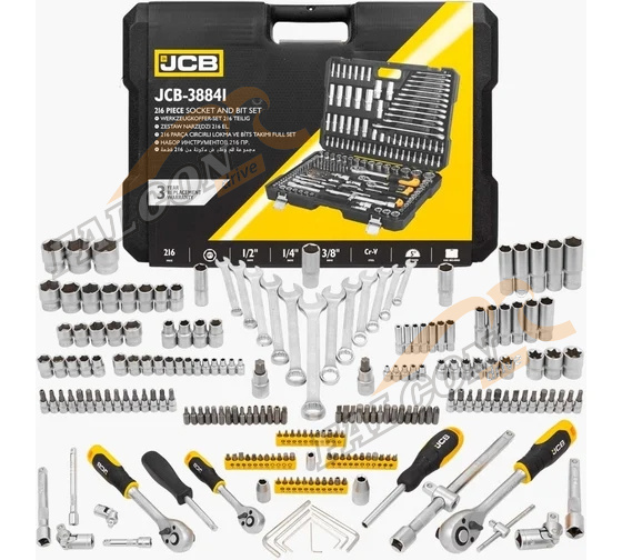 Набор инструмента 216 пр (JCB) 1/2" 3/8" 1/4" 6 гр (4-32мм) JCB-38841