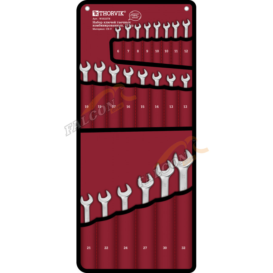 Набор ключей комб 22 пр (6-32) (THORVIK) сумка