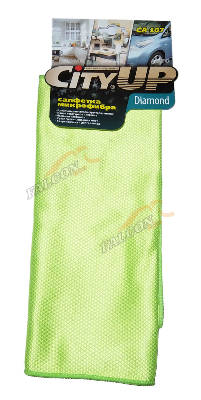 Салфетка микрофибра 35*40 (City Up) для стекла Diamond CA-107 1шт упак