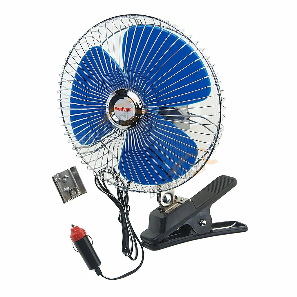 Вентилятор в салон на прищепке  24V 8" 21см (MEGAPOWER) (с решеткой металл) m503c24