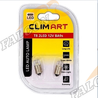 Светодиод 12V Т8 2LED (Clim Art)  BA9s (T4W)/к-т 2 шт. CLA00506