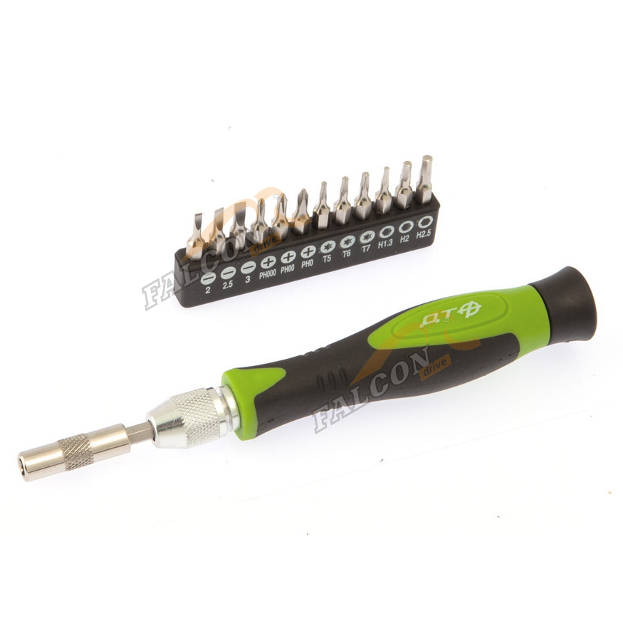 Отвёртка цанговая для точных работ с битами 1/8'' 14предм (ДТ)