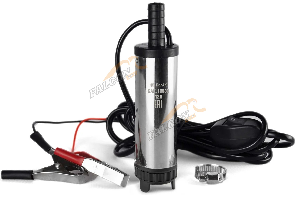 Насос для перекачки топлива 12V (БелАк) 20л/мин D38 съёмный фильтр,погружной