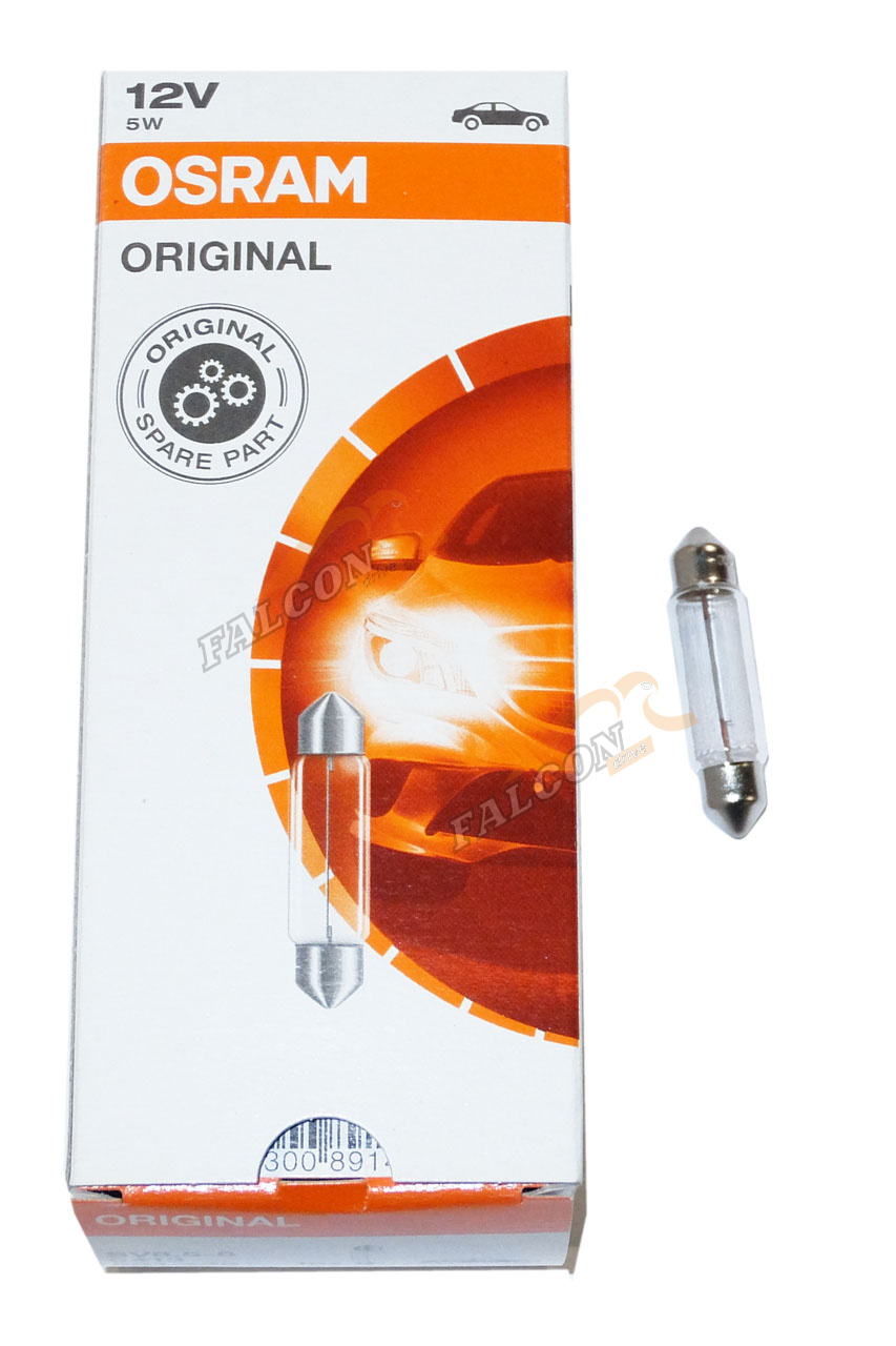 Лампа 12V5W (Osram ) SV8.5/8 2/цокол,з/ход, салон, стоп  41мм