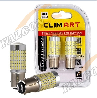 Светодиод 12V Т25/5 144LED (Clim Art)  BAY15d (P21/5W)/к-т 2 шт. CLA00505