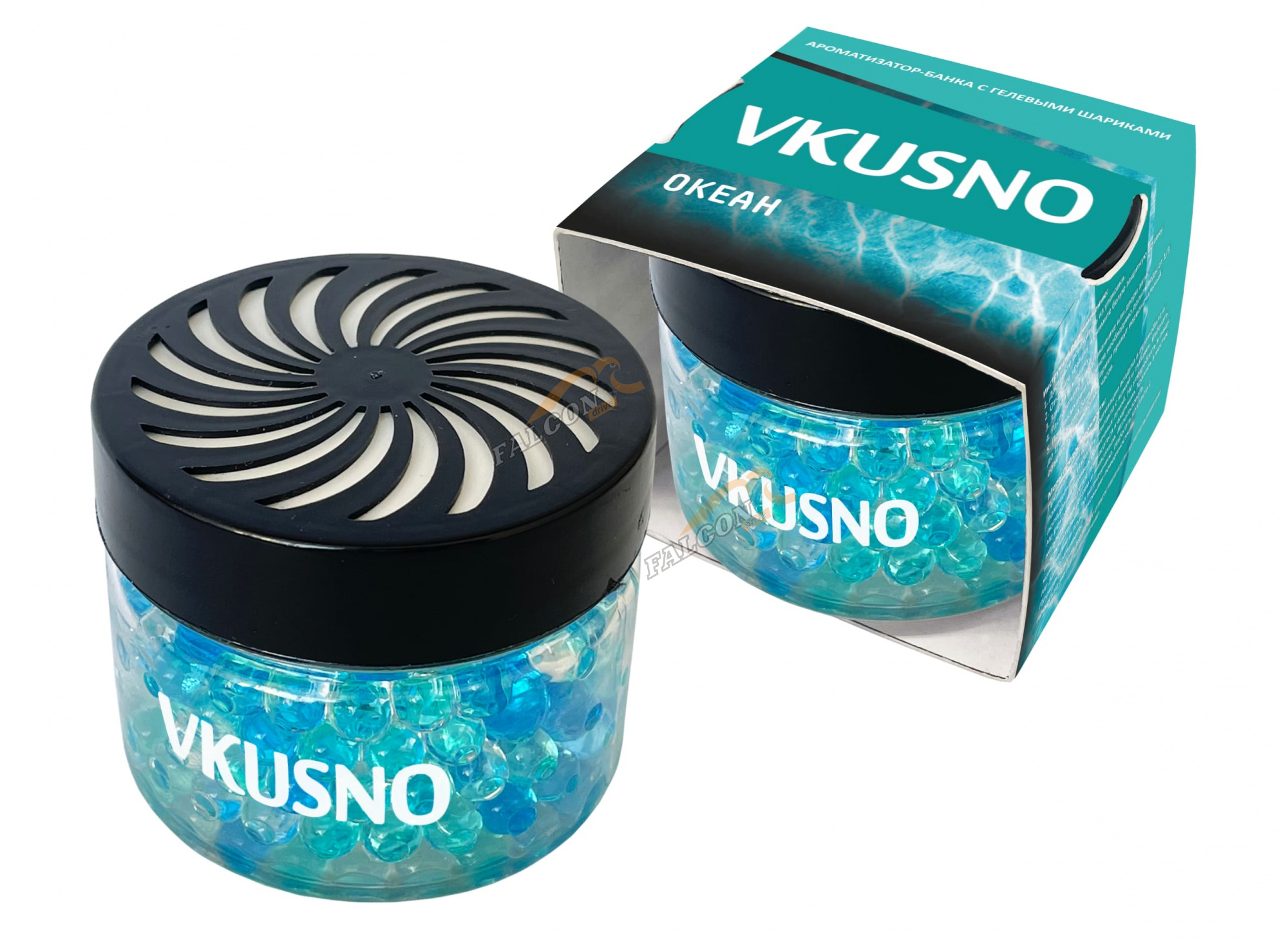 Ароматизатор на панель гель (Vkusno) банка с гелевыми шариками Океан