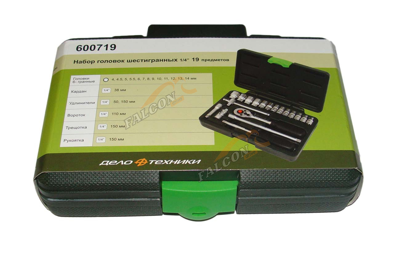 Головки набор 1/4" 6 гр 19 пр (ДТ) с трещот