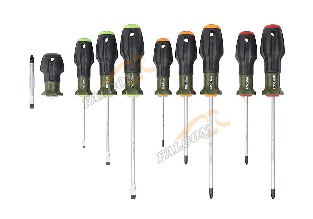 Отвертки набор (3х75; 5х100; 6,5х150; PH0х75; PH1х100; PH2х150; PZ1х100) 9 шт (ДТ) стрехкомп ручкой