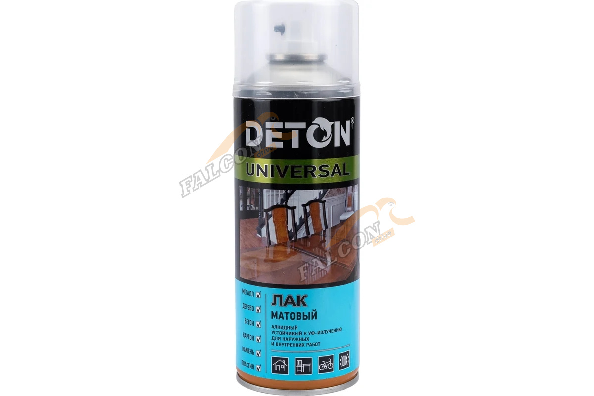 Лак матовый алкид  DETON UNIVERSAL (аэр) 520 мл атмосферостойкий