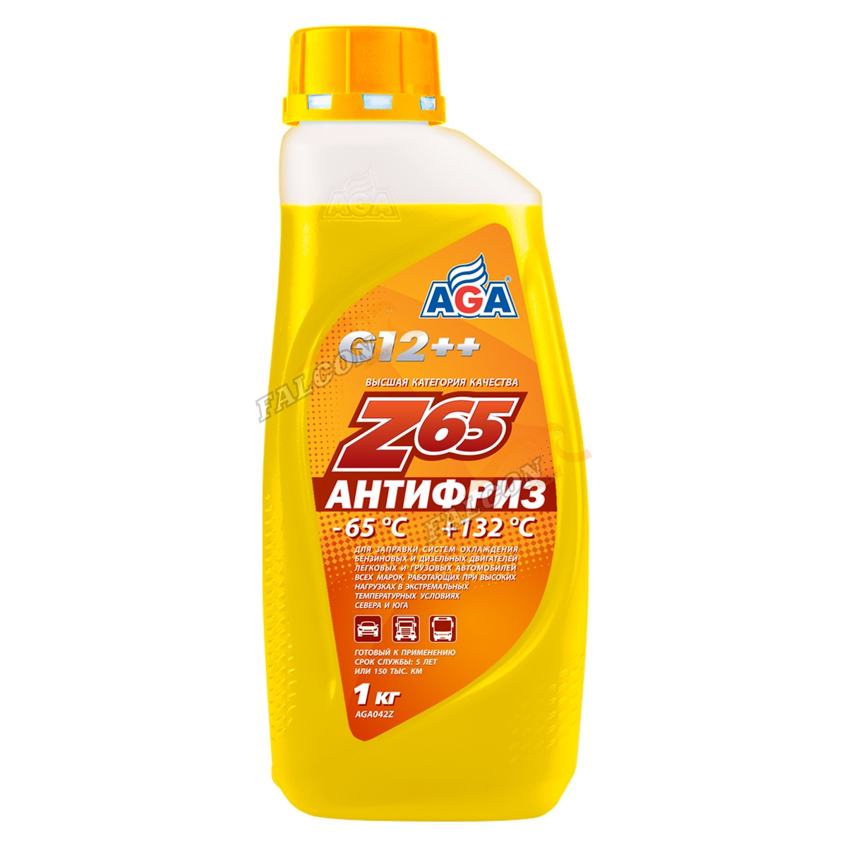 Антифриз AGA-65 G12++ 1кг (AGA042z) (жёлтый)