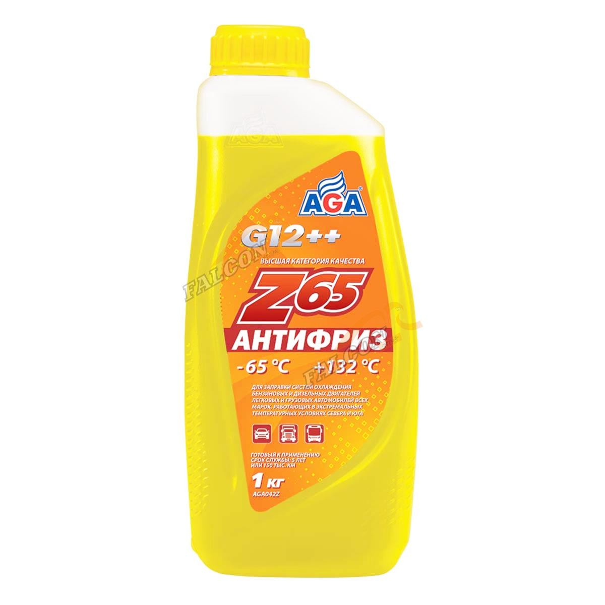 Антифриз AGA-65 G12++ 1кг (AGA042z) (жёлтый)