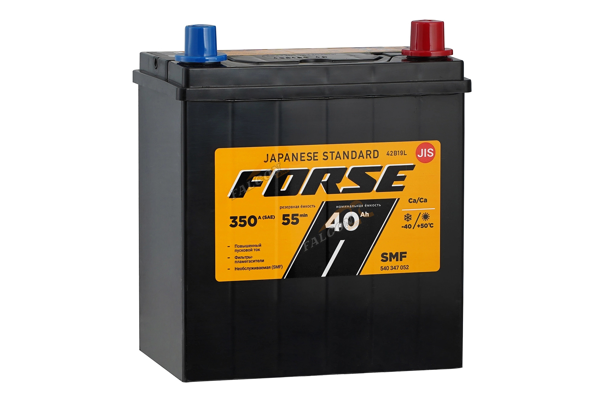 АКБ 40R тонк кл Forse ASIA (JIS) (ОБР) (EN350) ДШВ 187х127х225 залит (B19)