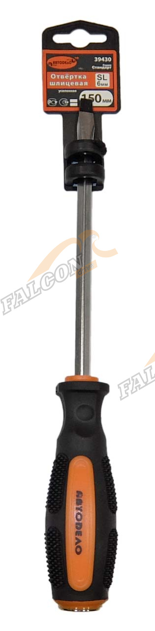 Отвертка шлиц 6х150 мм усиленная (АвтоДело) квадрат стержень (11703) 39430