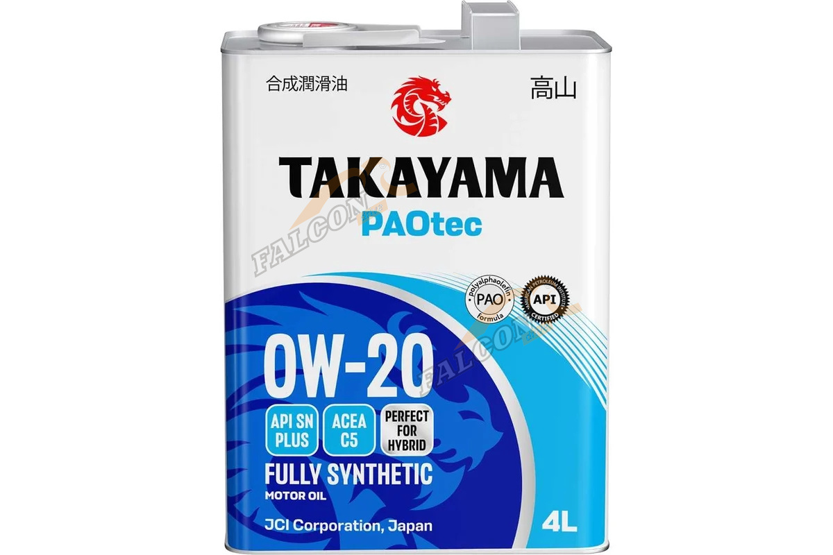 А/масло TAKAYAMA (МЕТАЛЛ) 0W20 син 4л C5 API SN plus PAOtec акция 4+1