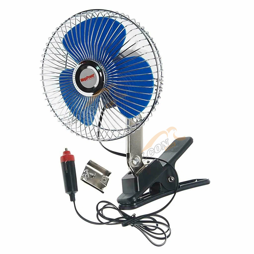 Вентилятор в салон на прищепке  24V 6" 16см (MEGAPOWER) (с решеткой металл) m502c24