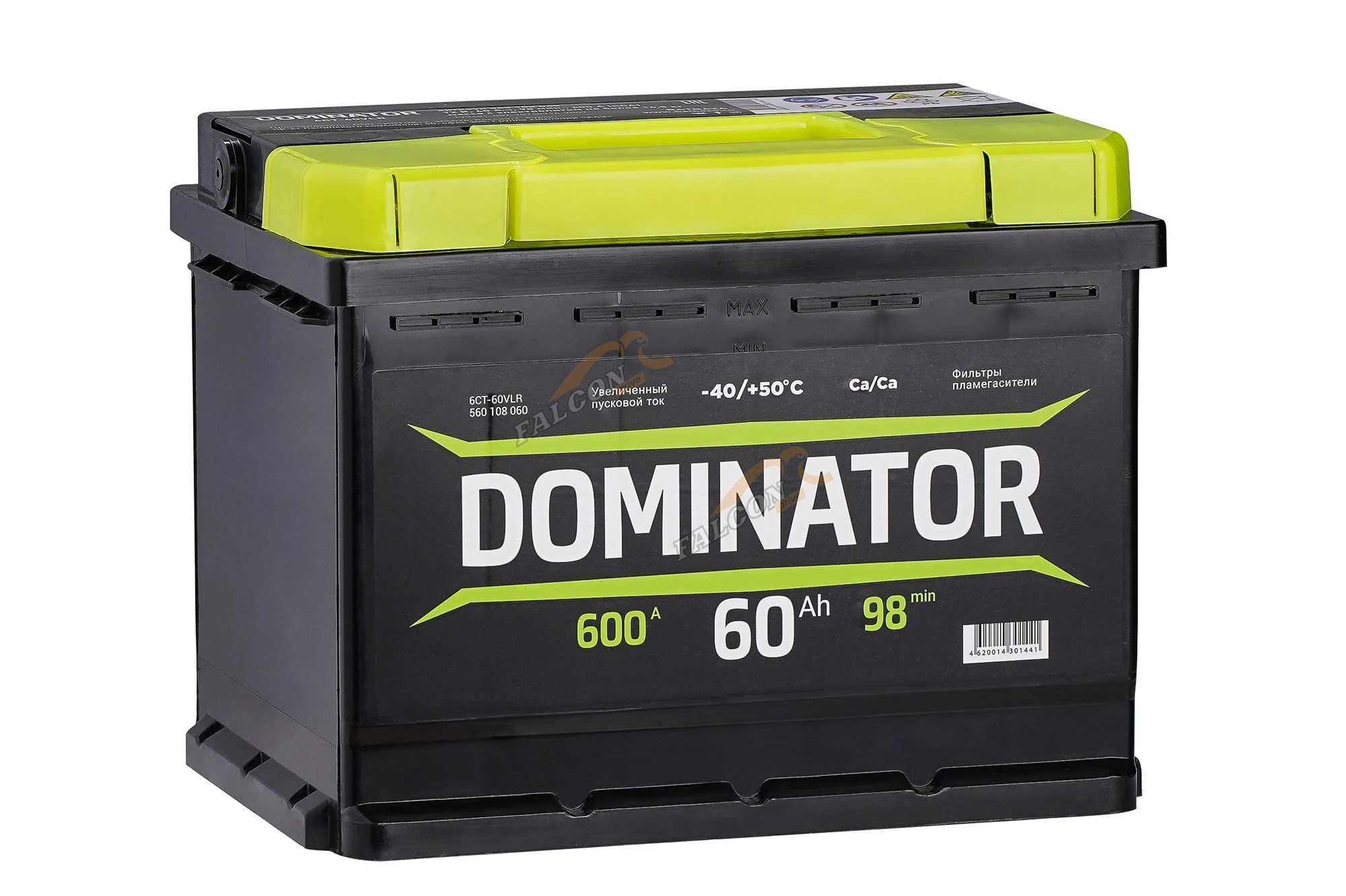АКБ 60R Dominator (ОБР) (EN600) ДШВ 242х175х190 залит 