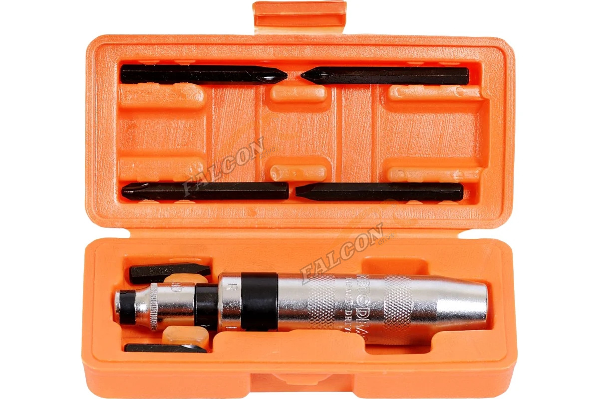 Отвертка ударная 6 насадок, квадрат 1/2" (АвтоДело) футляр (13329) 40016