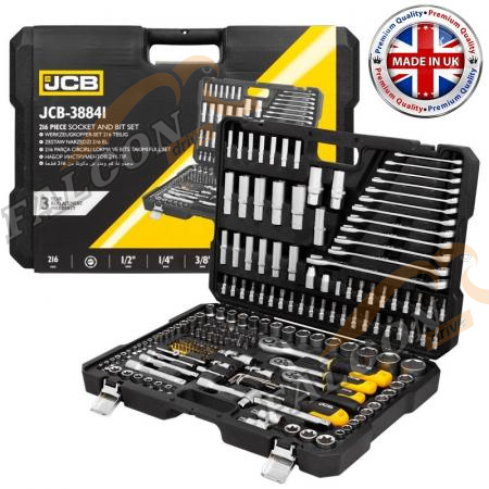 Набор инструмента 216 пр (JCB) 1/2" 3/8" 1/4" 6 гр (4-32мм) JCB-38841
