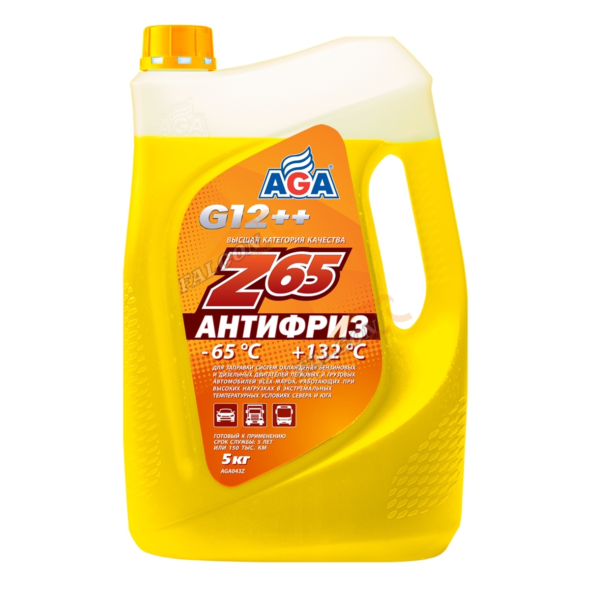 Антифриз AGA-65 G12++ 5кг (AGA043z) (жёлтый)