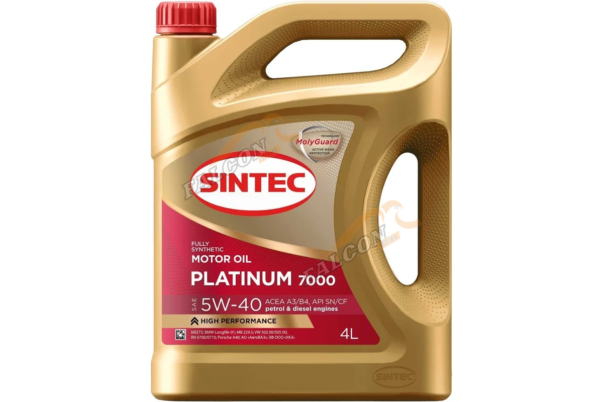 А/масло SINTEC Платинум 7000 5W40  API SL  ACEA A3/B4 4л 