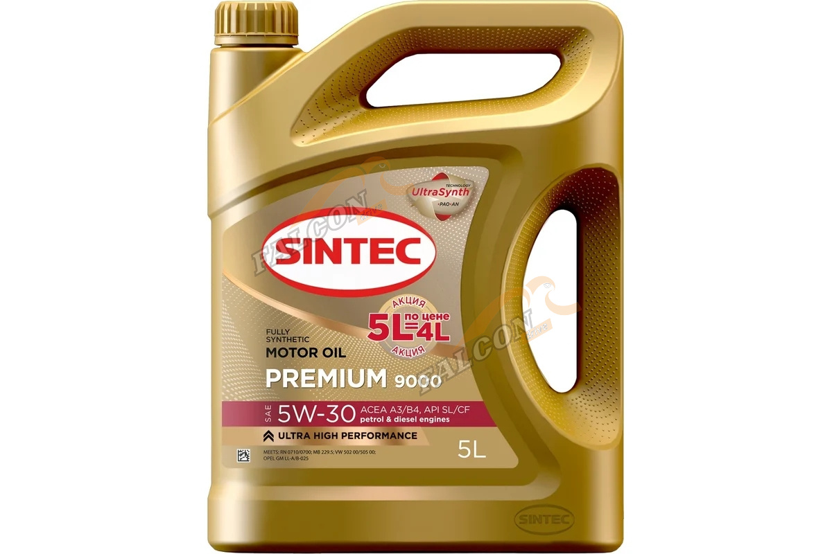 А/масло SINTEC Premium 9000 5W30 синт A3/B4 API SL/CF 5л Акция 5л по цене 4л