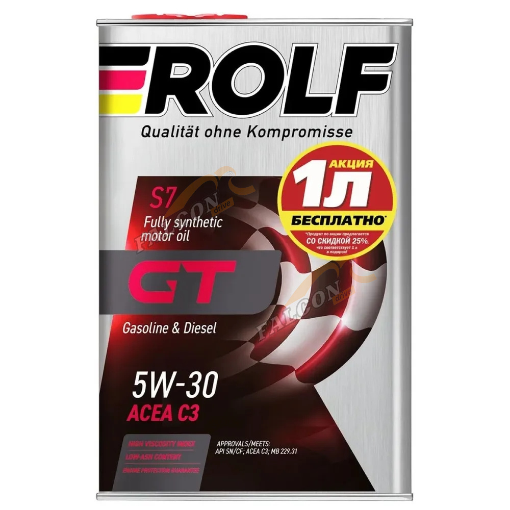 А/масло Rolf GT 5W30 4л ACEA A3/B4 SL/CF МЕТАЛЛ Акция 4л по цене 3л