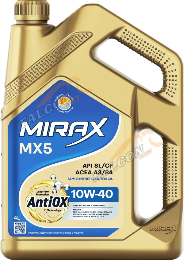 А/масло MIRAX MX5 10W40 SL/CF, A3/B4  4 л Акция 4+1