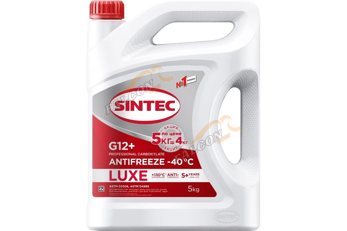 Антифриз Sintec Luxe G12+ 5кг red Акция 5 кг по цене 4 кг