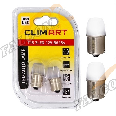 Светодиод 12V Т15 3LED (Clim Art) BA15s (R10W)/к-т 2 шт. CLA00501