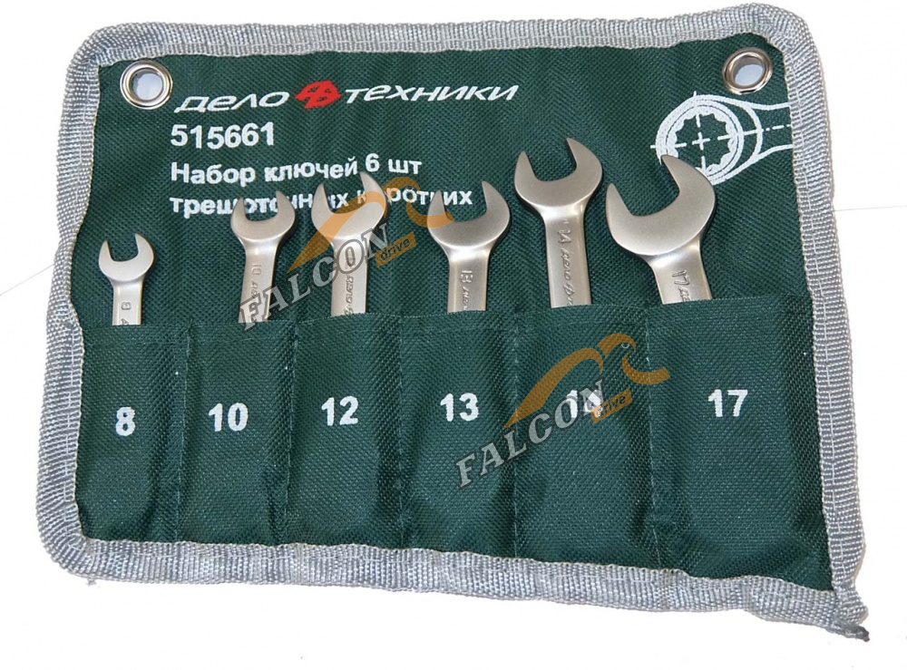 Набор ключей комб трещот корот 6 пр (8,10,12,13,14,17мм) (ДТ) сумка