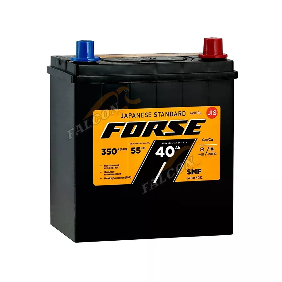 АКБ 40 тонк кл Forse (JIS) (EN350) ASIA ДШВ 187х127х225 залит (B19)