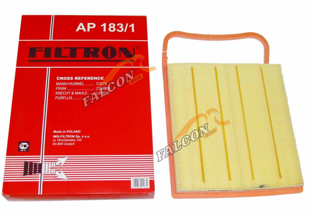 Фильтр воздушный (Filtron) AP 183/1 VAG MANN-FILTER C3575, KNECHT/MAHLE LX1475
