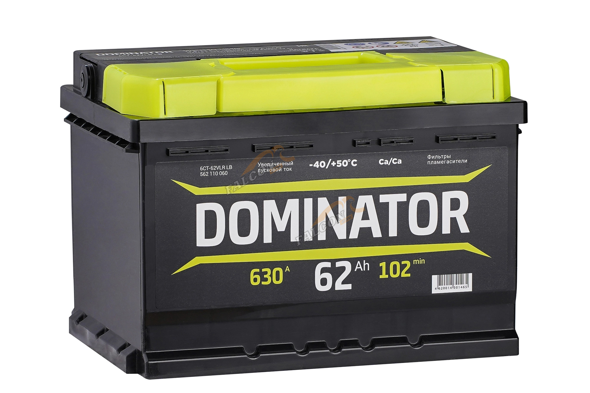 АКБ 62R Dominator (ОБР) низкий (EN620) ДШВ 242х175х190 залит 