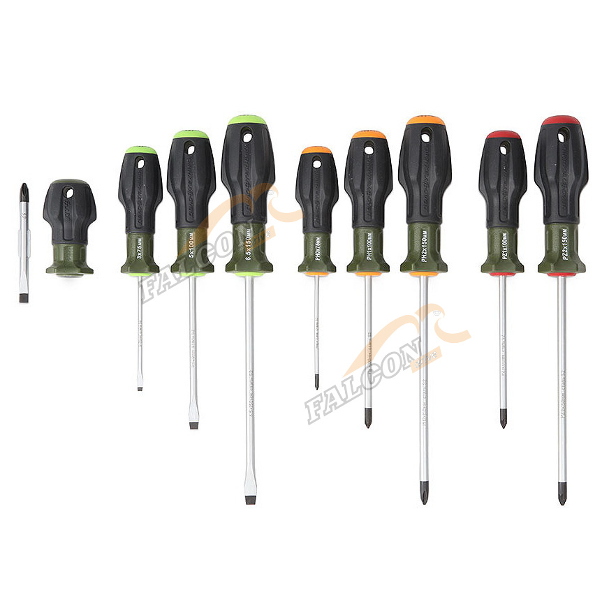 Отвертки набор (3х75; 5х100; 6,5х150; PH0х75; PH1х100; PH2х150; PZ1х100) 9 шт (ДТ) стрехкомп ручкой