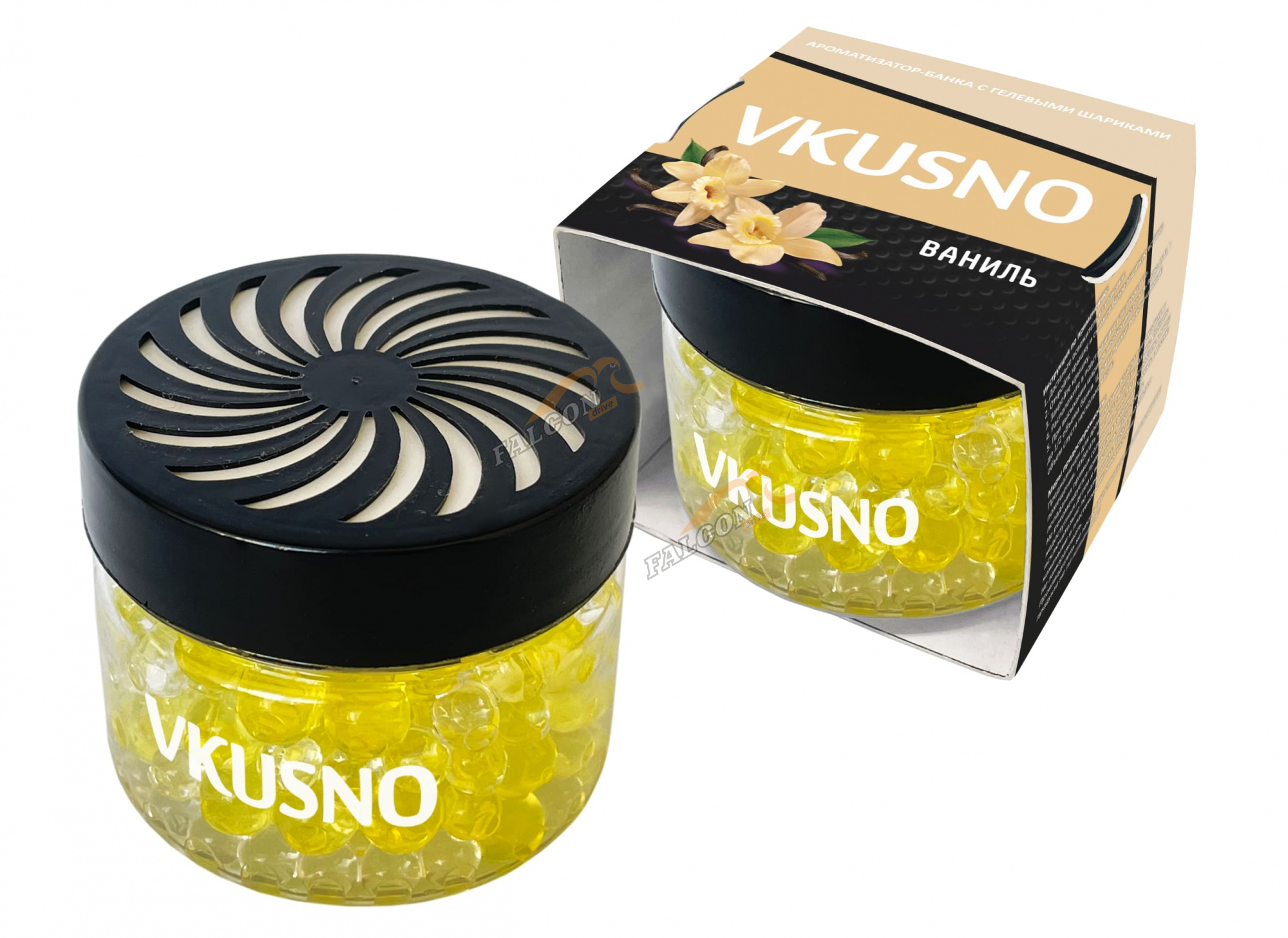 Ароматизатор на панель гель (Vkusno) банка с гелевыми шариками Ваниль