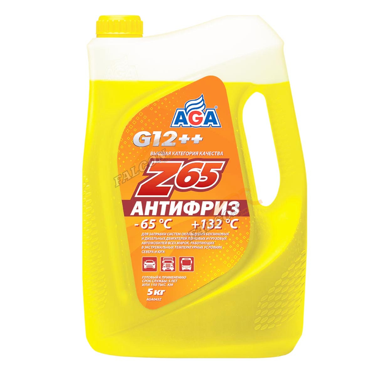 Антифриз AGA-65 G12++ 5кг (AGA043z) (жёлтый)