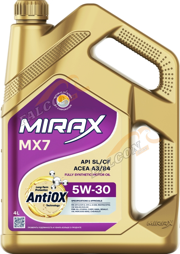А/масло MIRAX MX7 5W30 SL/CF, A3/B4  4 л Акция 4+1